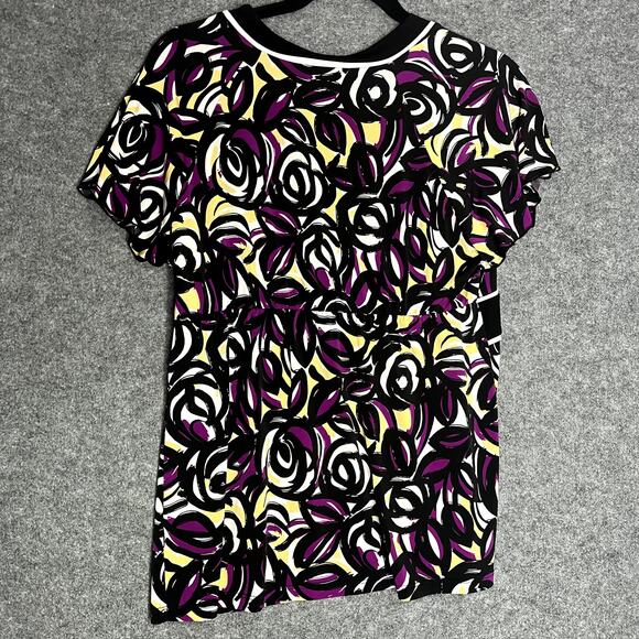 VTG Y2K Abstract Floral Empire Waist Blouse XXL (19) Wrap V-Neck Top - Picture 2 of 8